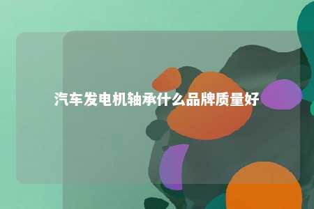 汽车发电机轴承什么品牌质量好